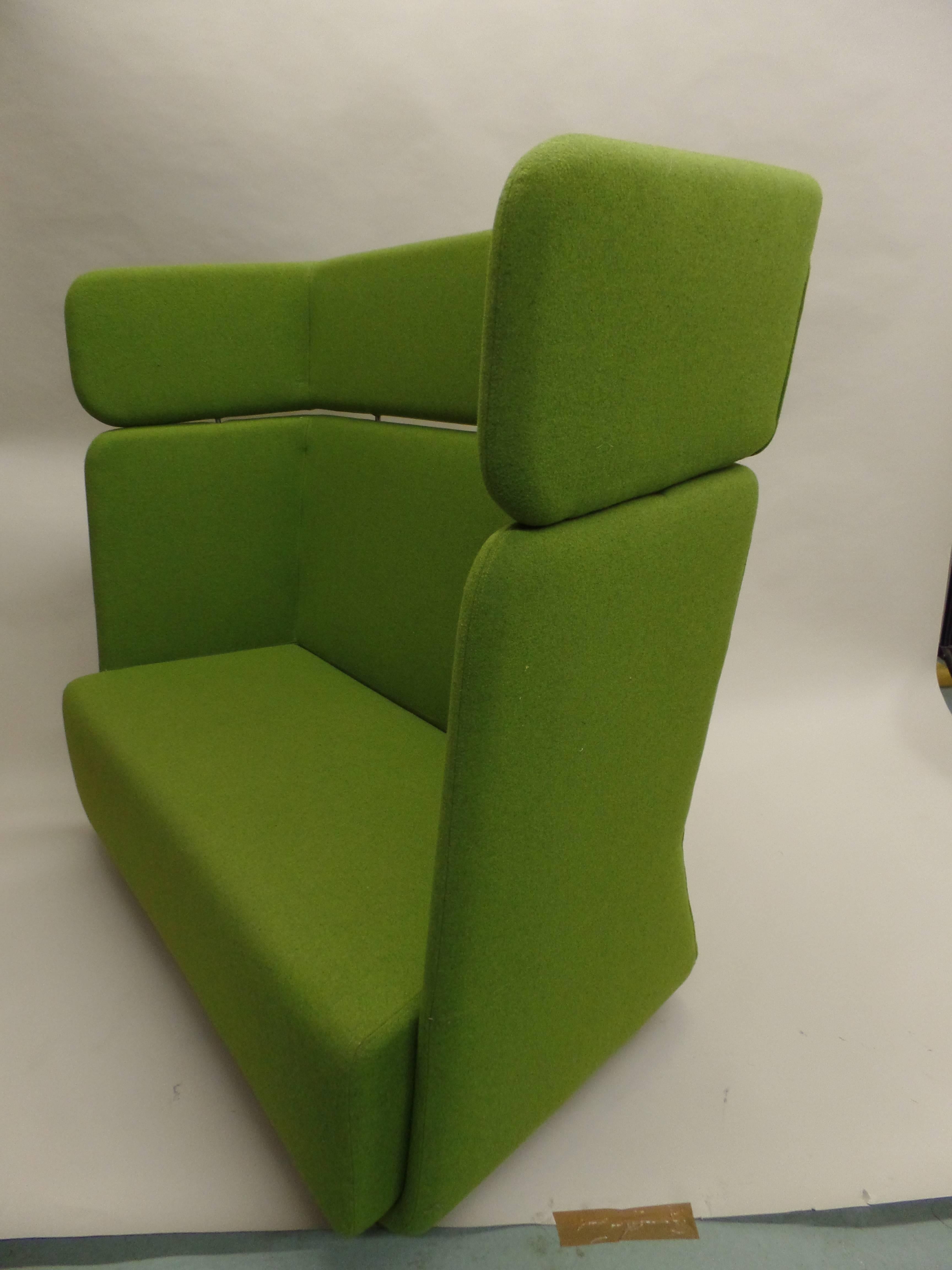 Scandinavian Mid-Century Modern Moss Green High Wing Back Sofa or Settee In Good Condition For Sale In New York, NY