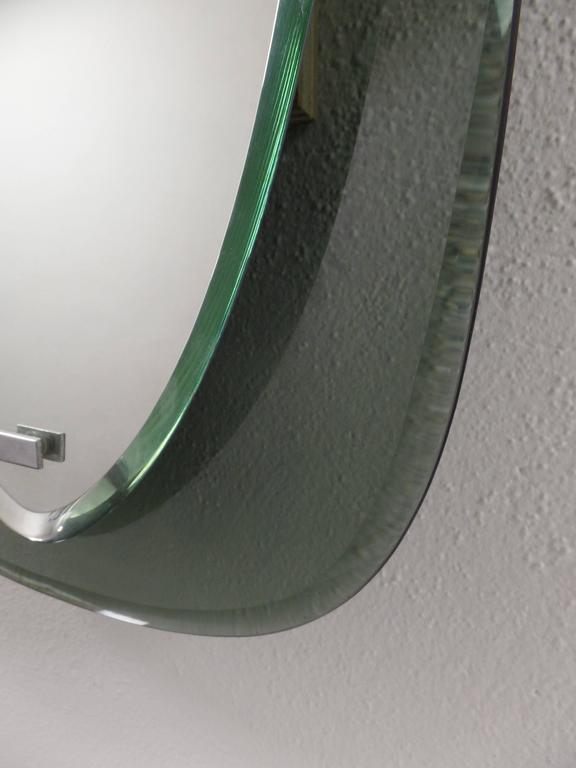 20th Century Pair Italian Mid-Century Shield Form Mirror w. Murano Glass Frames, Max Ingrand For Sale