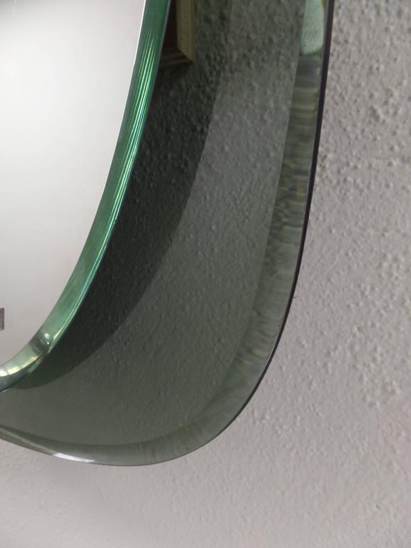 Pair Italian Mid-Century Shield Form Mirror w. Murano Glass Frames, Max Ingrand For Sale 1
