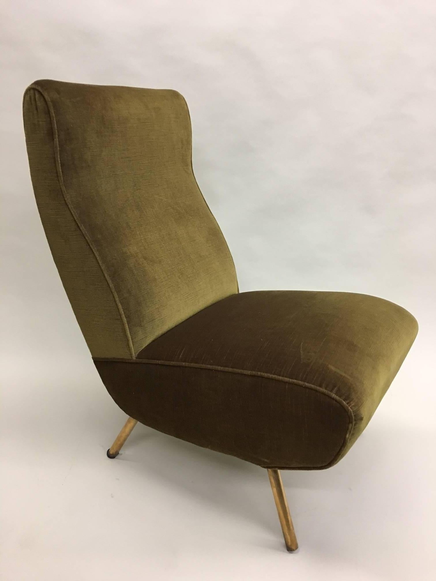 Italian Rare Pair of Mid-Century Modern Triennale Lounge Chairs, Marco Zanuso Italy 1951 For Sale