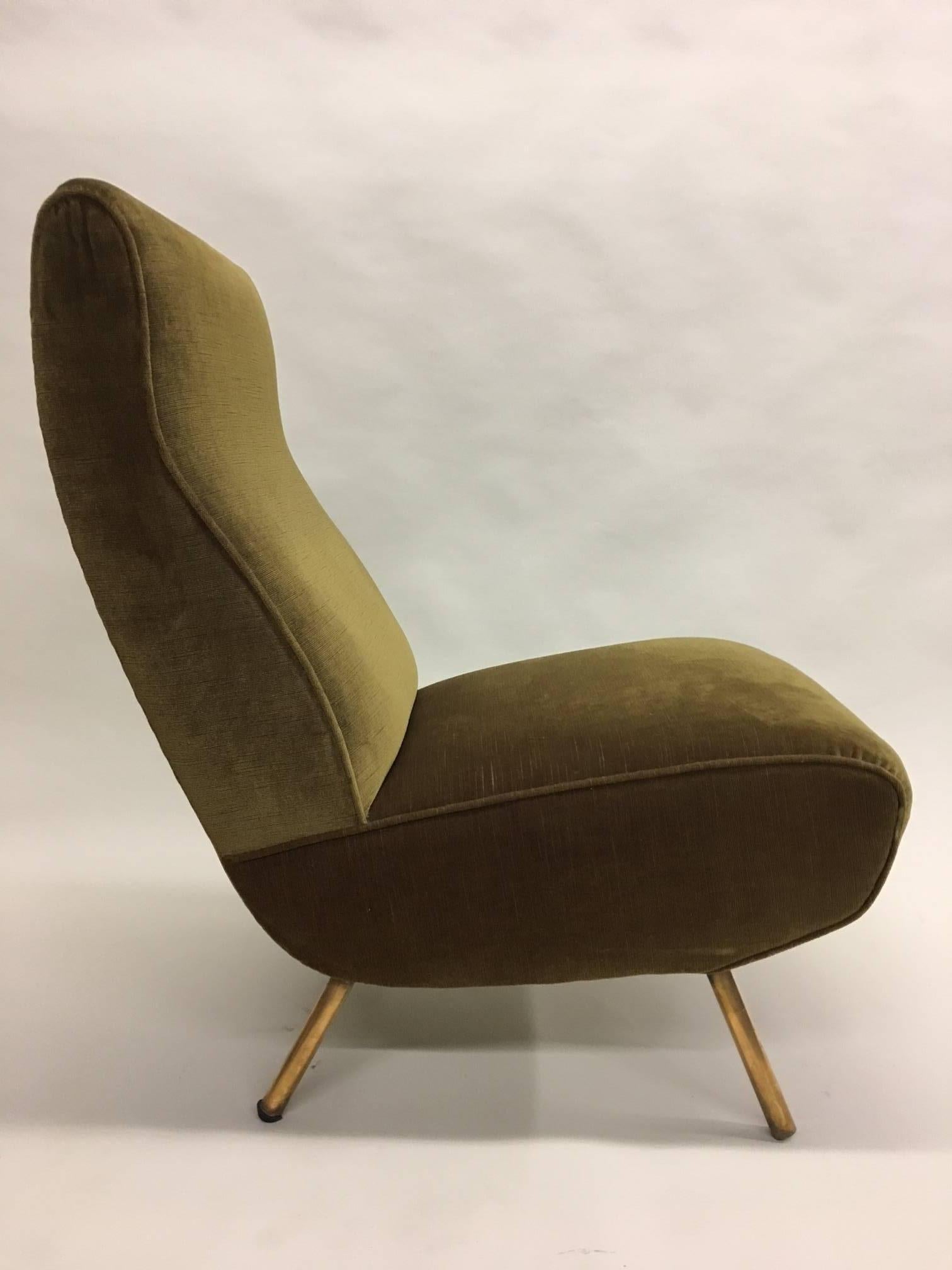 Rare Pair of Mid-Century Modern Triennale Lounge Chairs, Marco Zanuso Italy 1951 In Good Condition For Sale In New York, NY