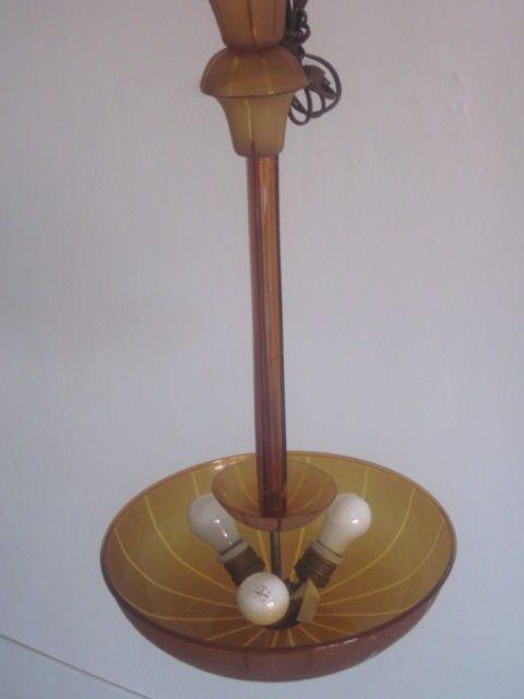 Blown Glass Italian Mid-Century Modern Amber Murano / Venetian Glass Chandelier or Pendant For Sale