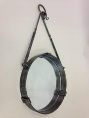 French Mid-Century Modern Round Wrought Iron Mirror, Attr. Paul Kiss, circa 1930