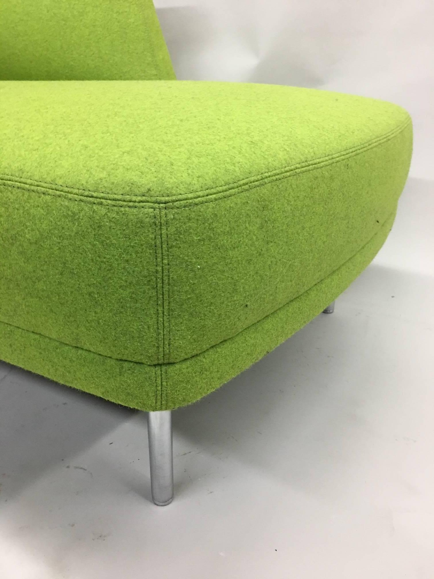 Italian Mid-Century Modern Style Moss Green Sofa, Love Seat, Marco Zanuso style In Good Condition For Sale In New York, NY