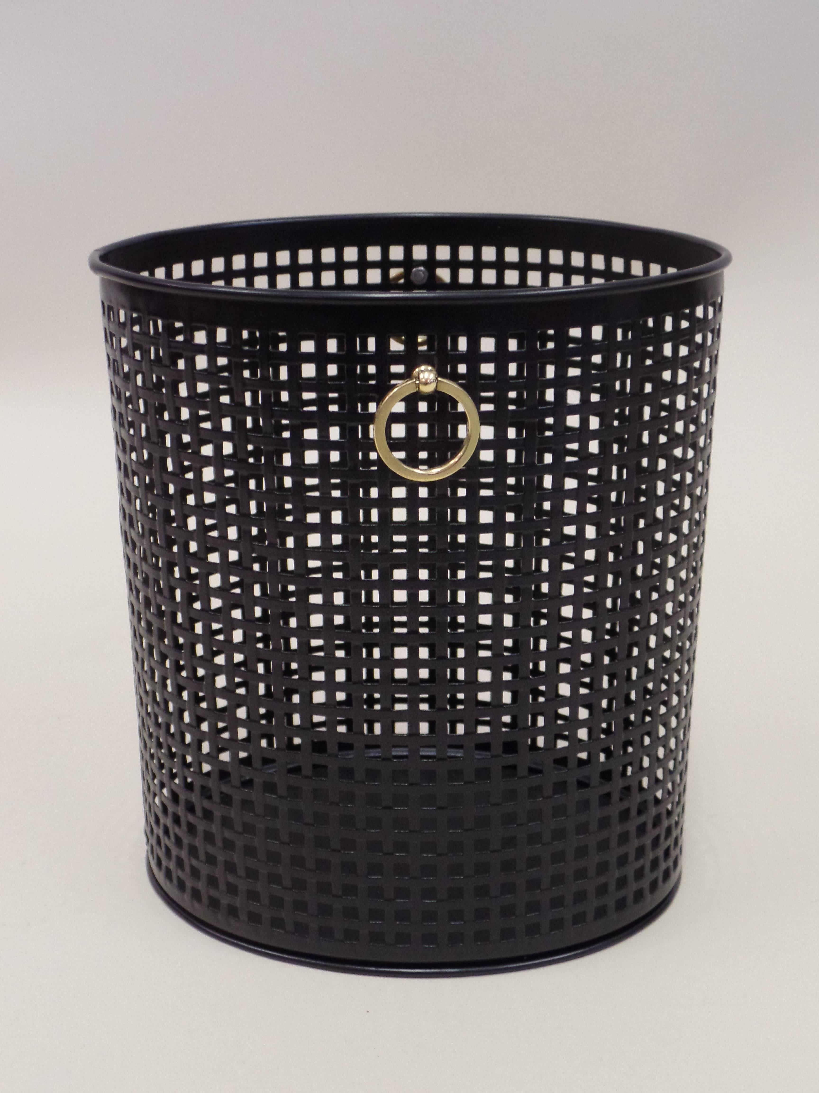Mid-Century Modern French Modern Neoclassical Waste Basket Attributed to Jacques Adnet, 1950