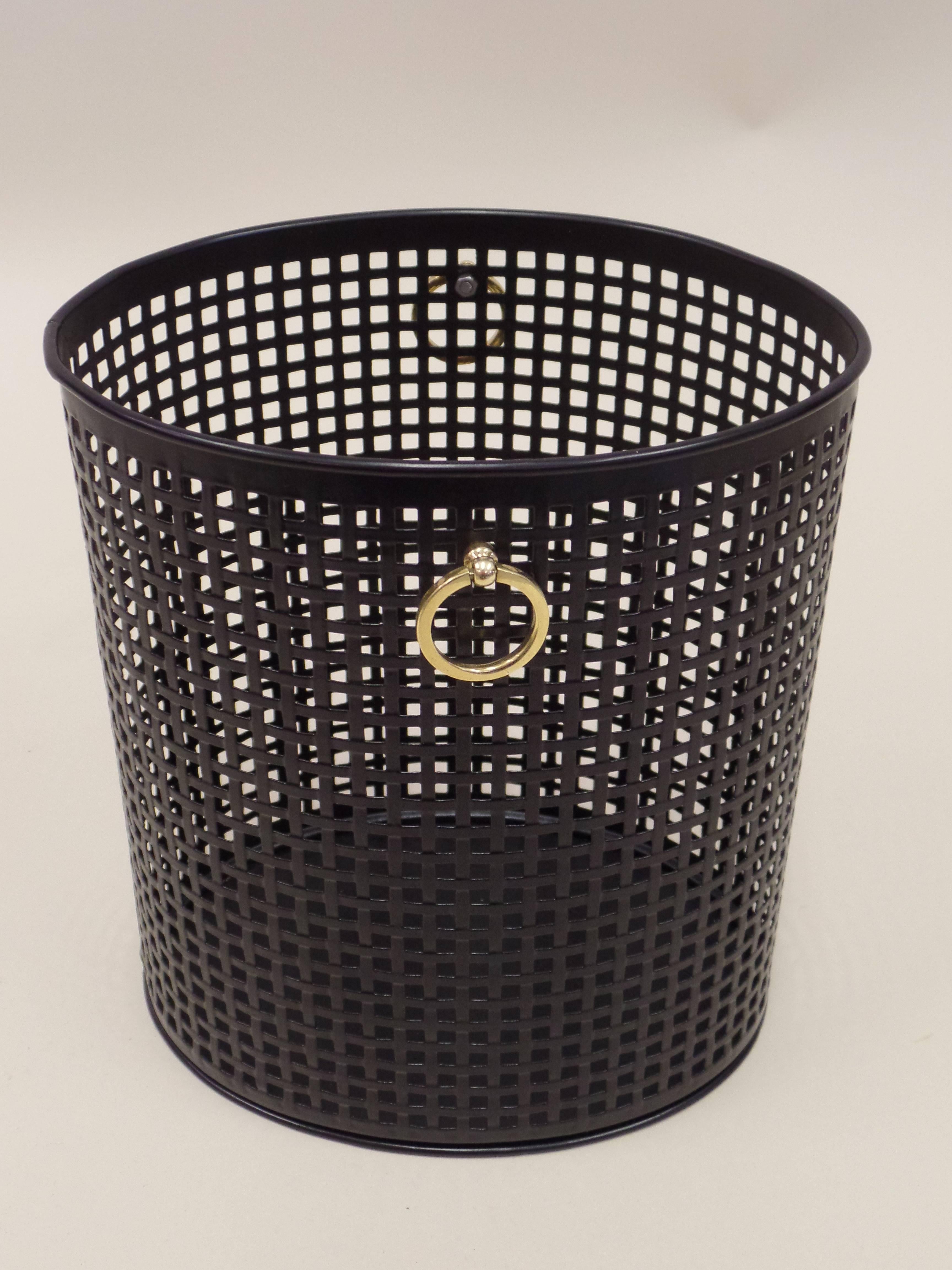 French Modern Neoclassical Waste Basket Attributed to Jacques Adnet, 1950 In Excellent Condition In New York, NY