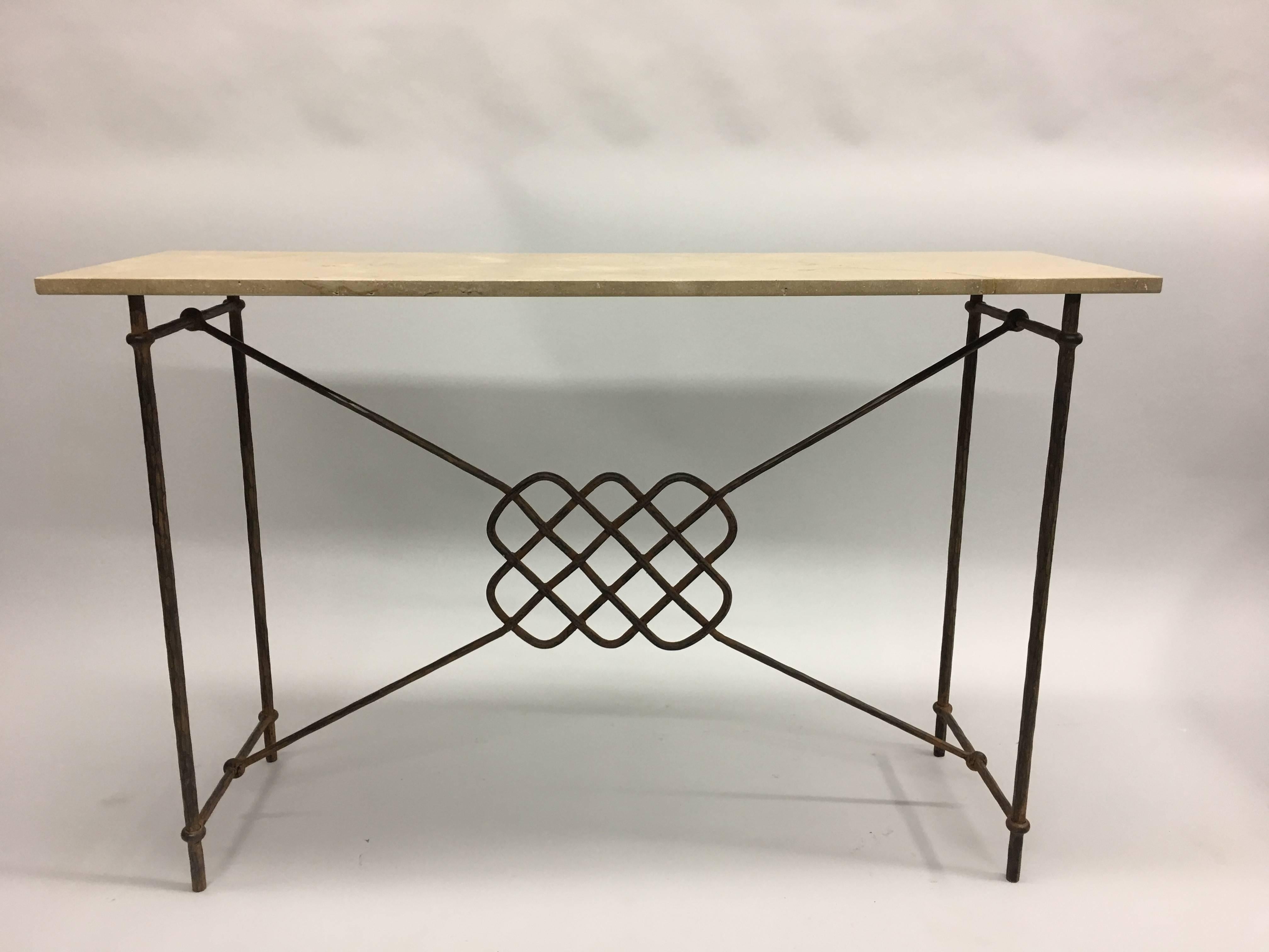 Mid-Century Modern Table console/table basse italienne néoclassique en fer de style moderne du milieu du siècle dernier, Giovanni Banci en vente