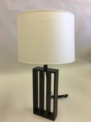 Pair of French Wrought Iron Minimalist Table Lamps in Style of Jacques Quinet