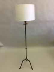Pair of French Midcentury Gilt Wrought Iron Floor Lamps, circa 1940