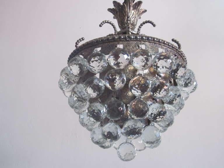 Vienna Secession 2 Modern Neoclassical Silver & Crystal  Pendants / Chandelier, Wiener Werkstatte For Sale