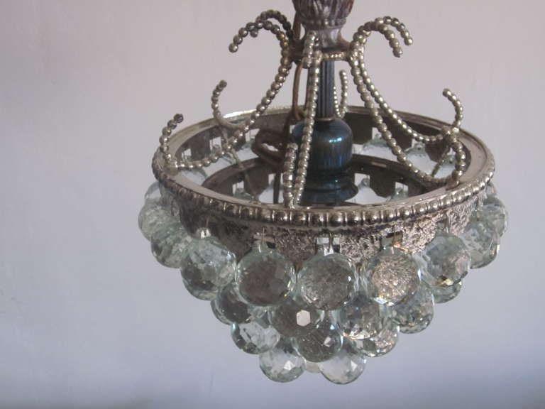 20th Century 2 Modern Neoclassical Silver & Crystal  Pendants / Chandelier, Wiener Werkstatte For Sale