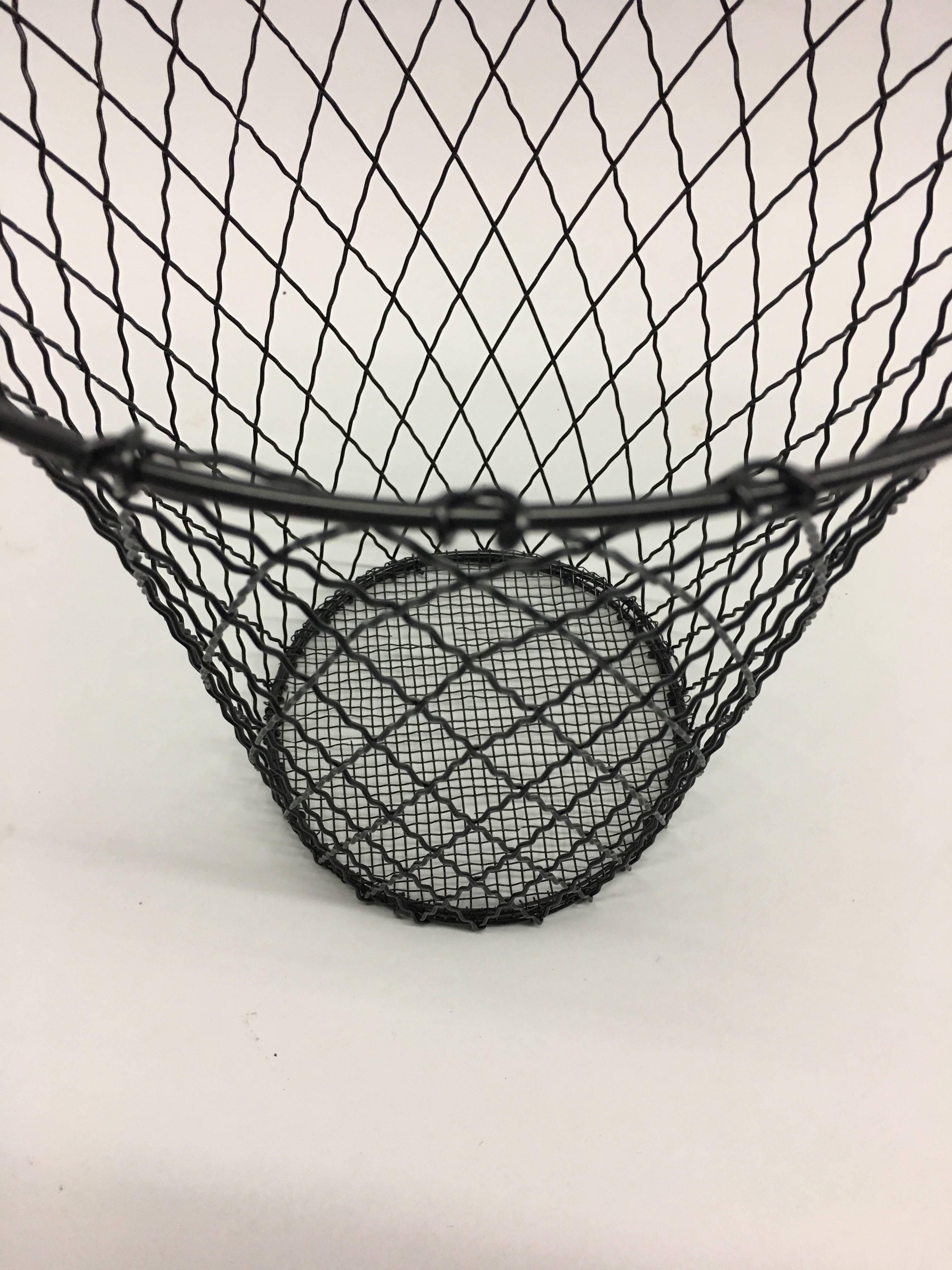 Two French Mid-Century Modern Wire Waste Baskets, Jacques Adnet For Sale 4