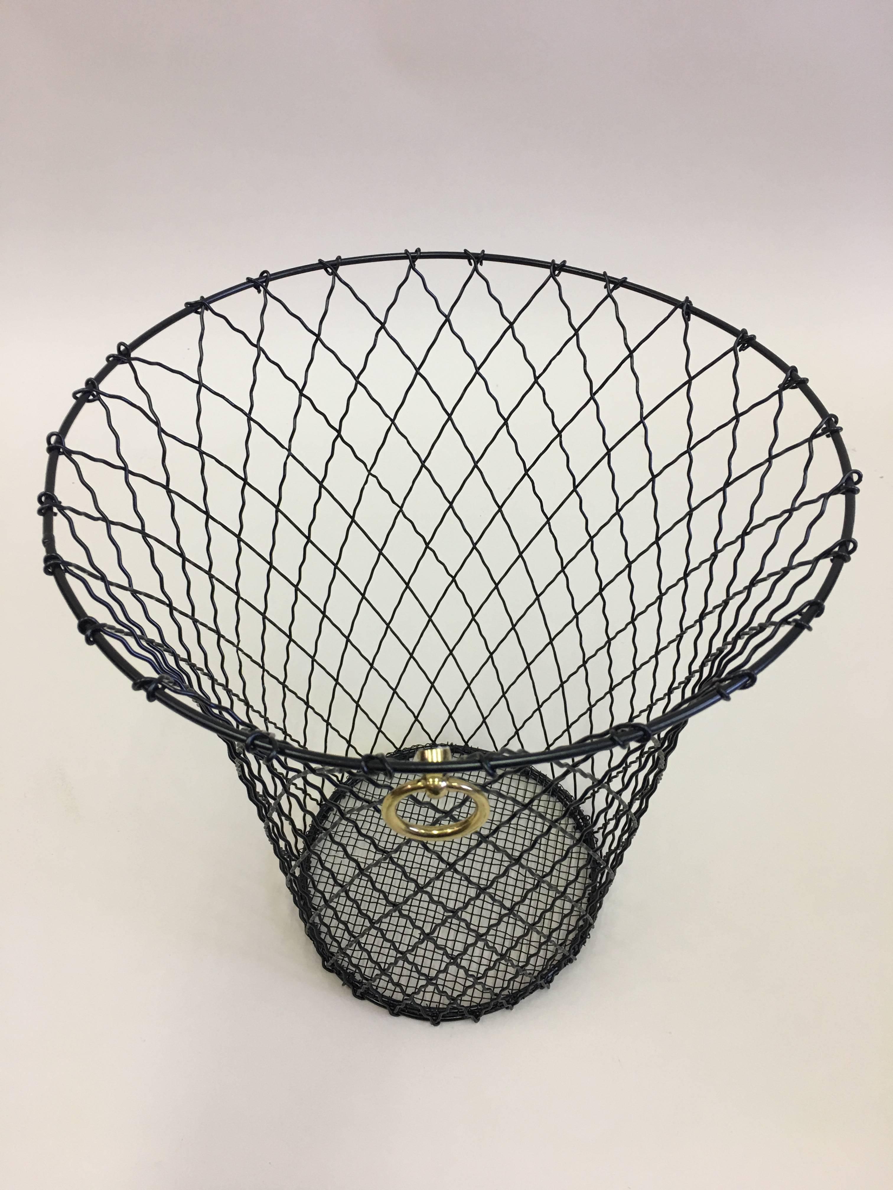 20th Century Two French Mid-Century Modern Wire Waste Baskets, Jacques Adnet For Sale