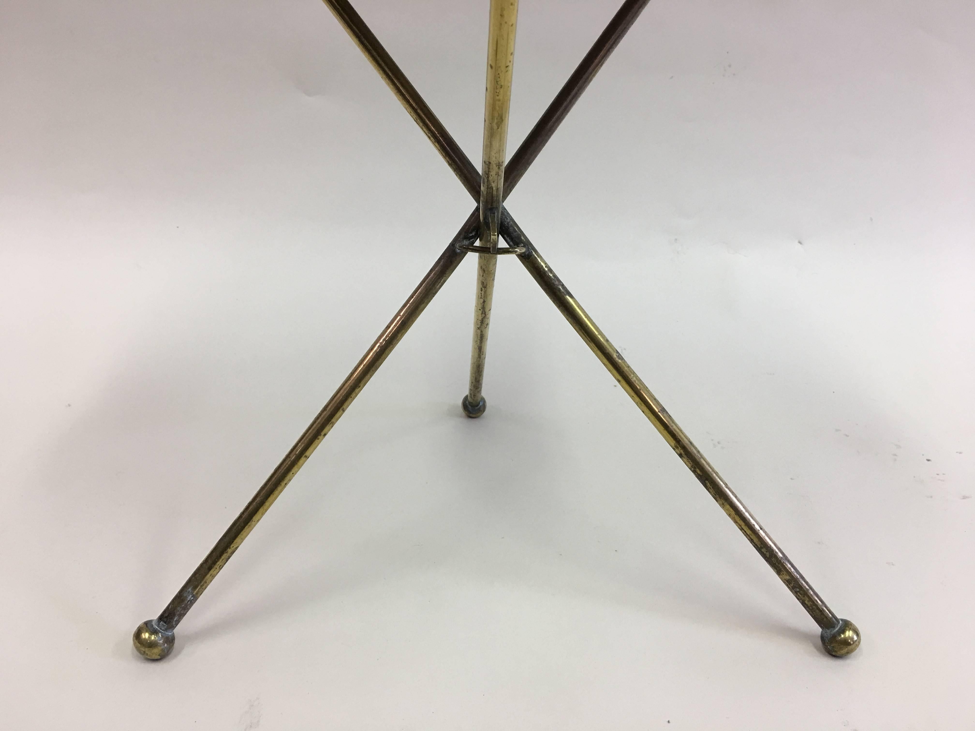 French Mid-Century Modern Neoclassical Solid Brass Guéridon or Side Table For Sale 1