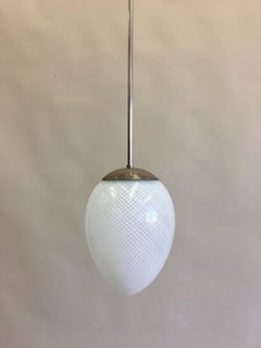 Two Italian Mid-Century Modern Blown Murano Glass Pendants / Flush Mount, Venini