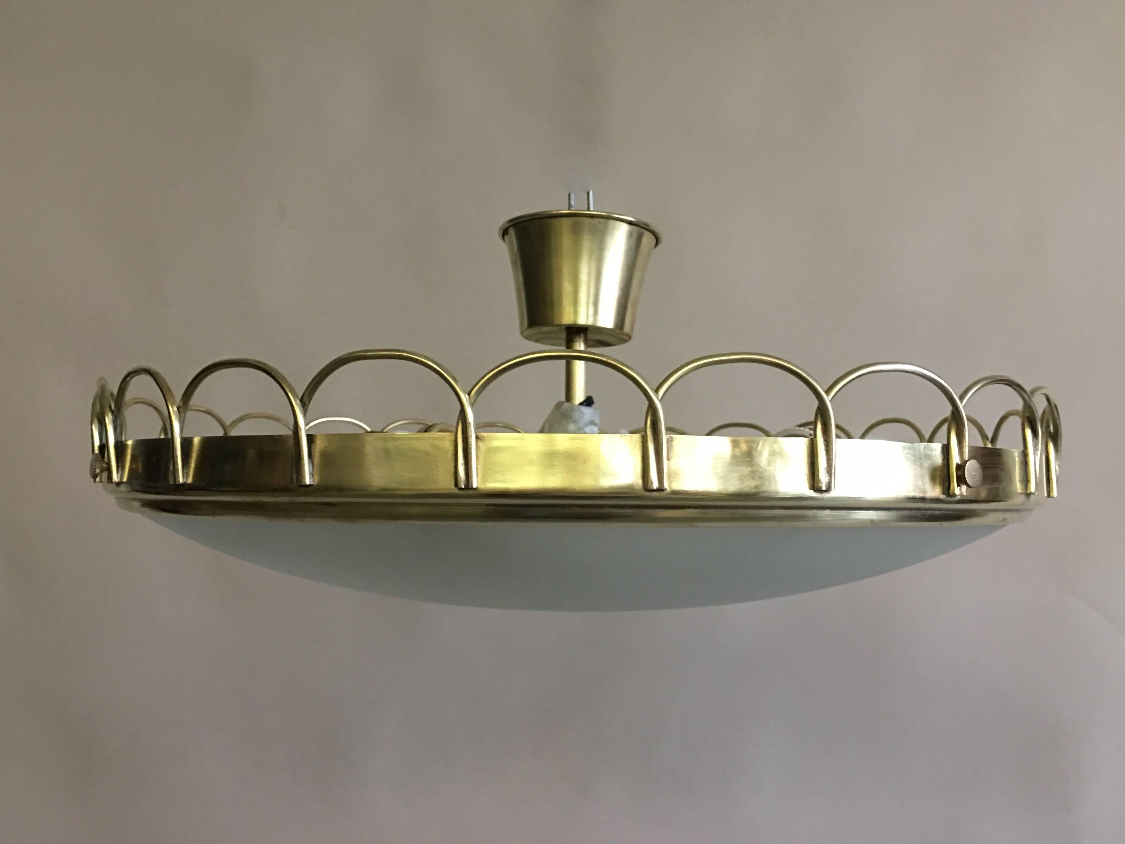 Italian Modern Neoclassical Pendant / Flush Mount by Pietro Chiesa, Fontana Arte In Good Condition In New York, NY