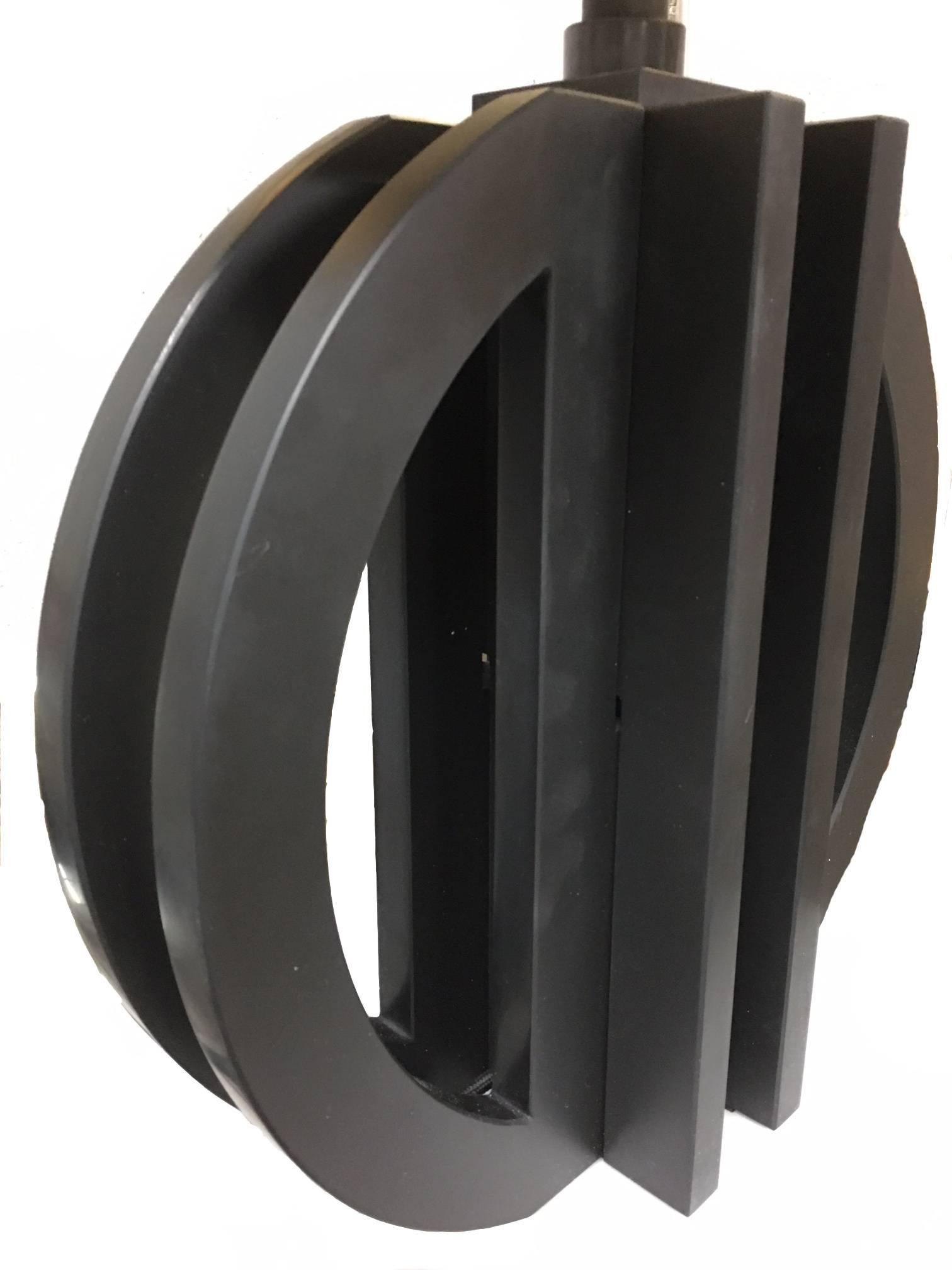 Modern Pair of Italian Black Slate Stone Table Lamps by Massimo Maingiardi For Sale