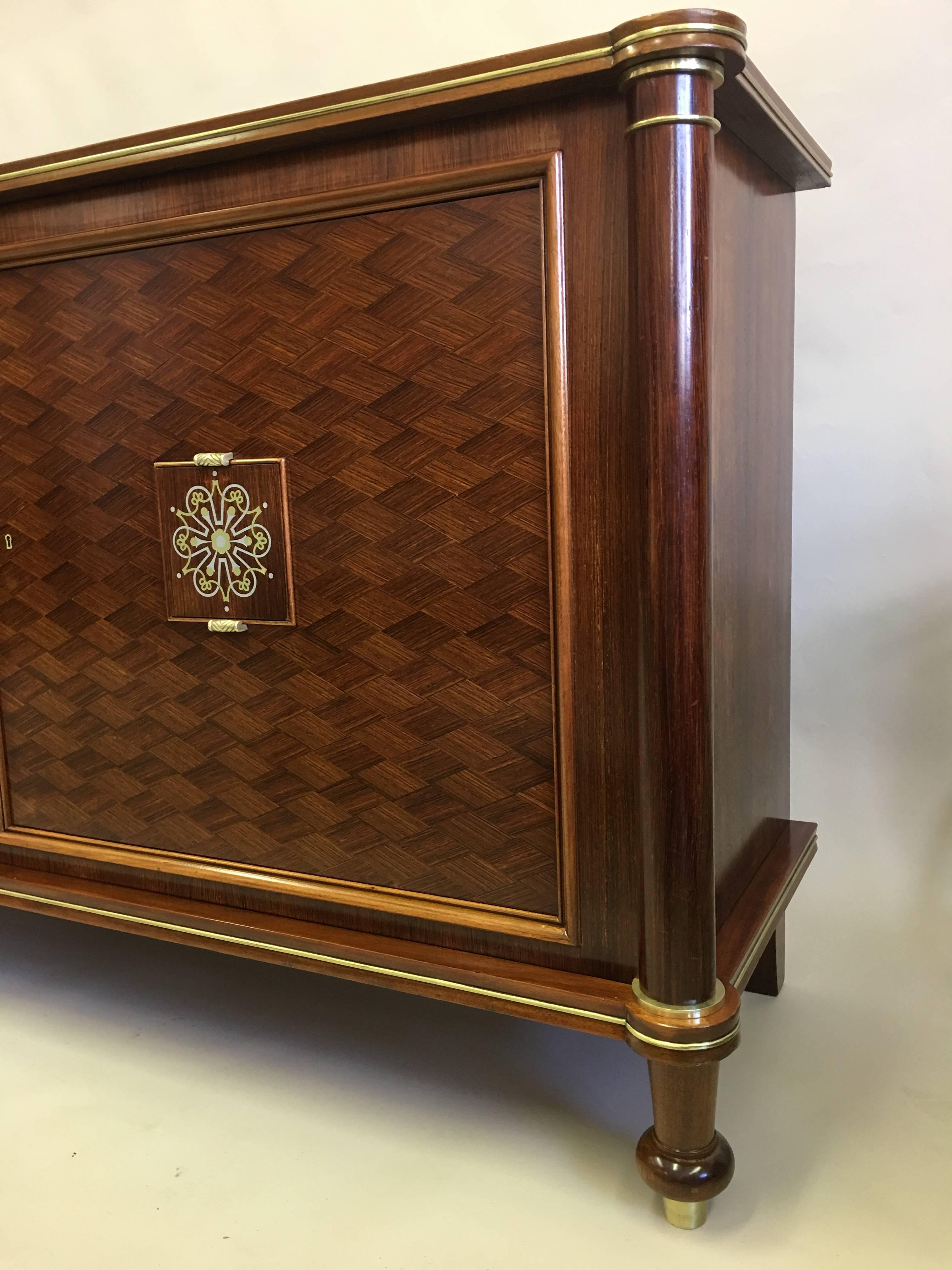 Inlay French Art Deco / Modern Neoclassical Mahogany Sideboard Signed by Jules Leleu