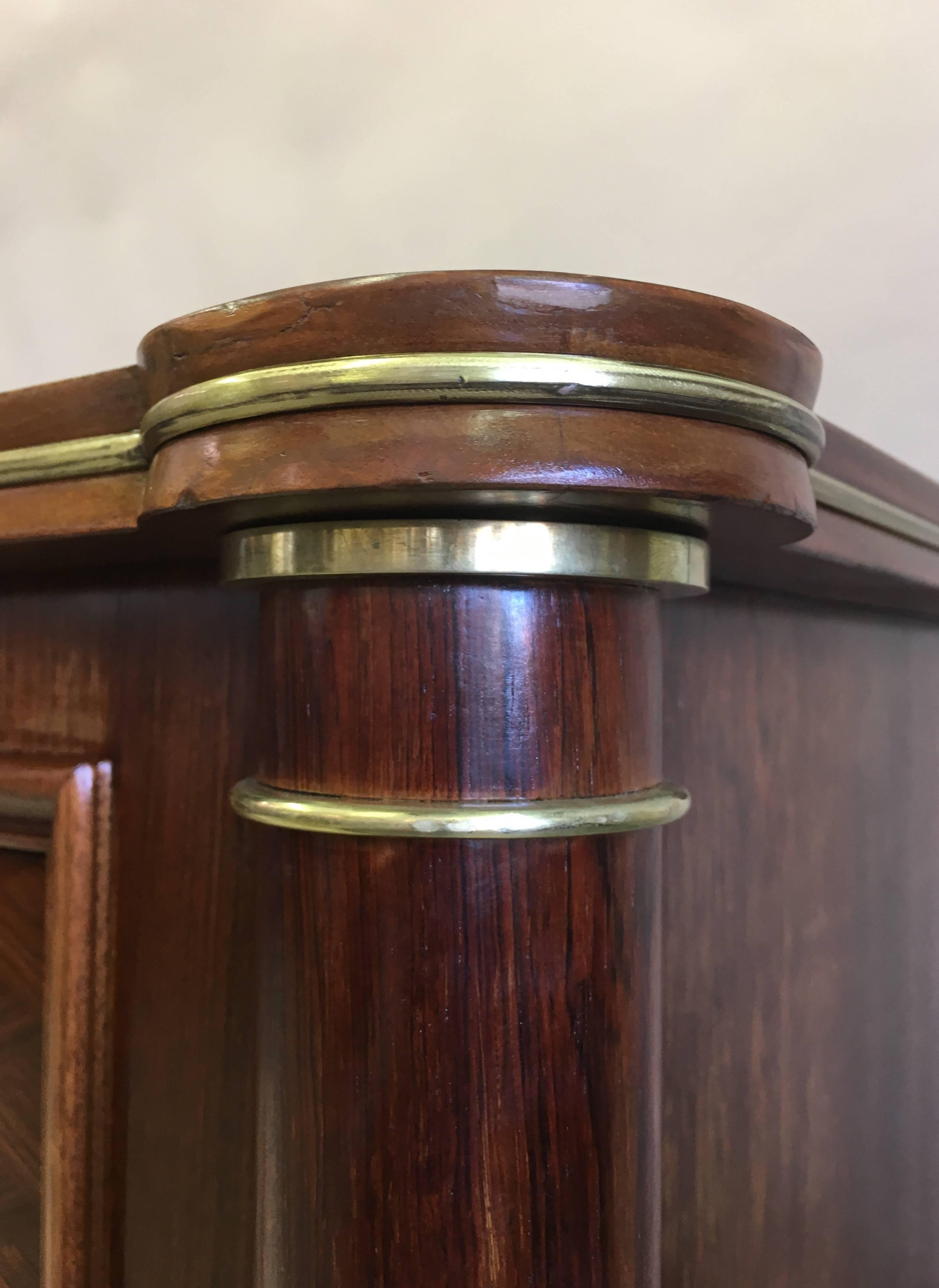 Brass French Art Deco / Modern Neoclassical Mahogany Sideboard Signed by Jules Leleu