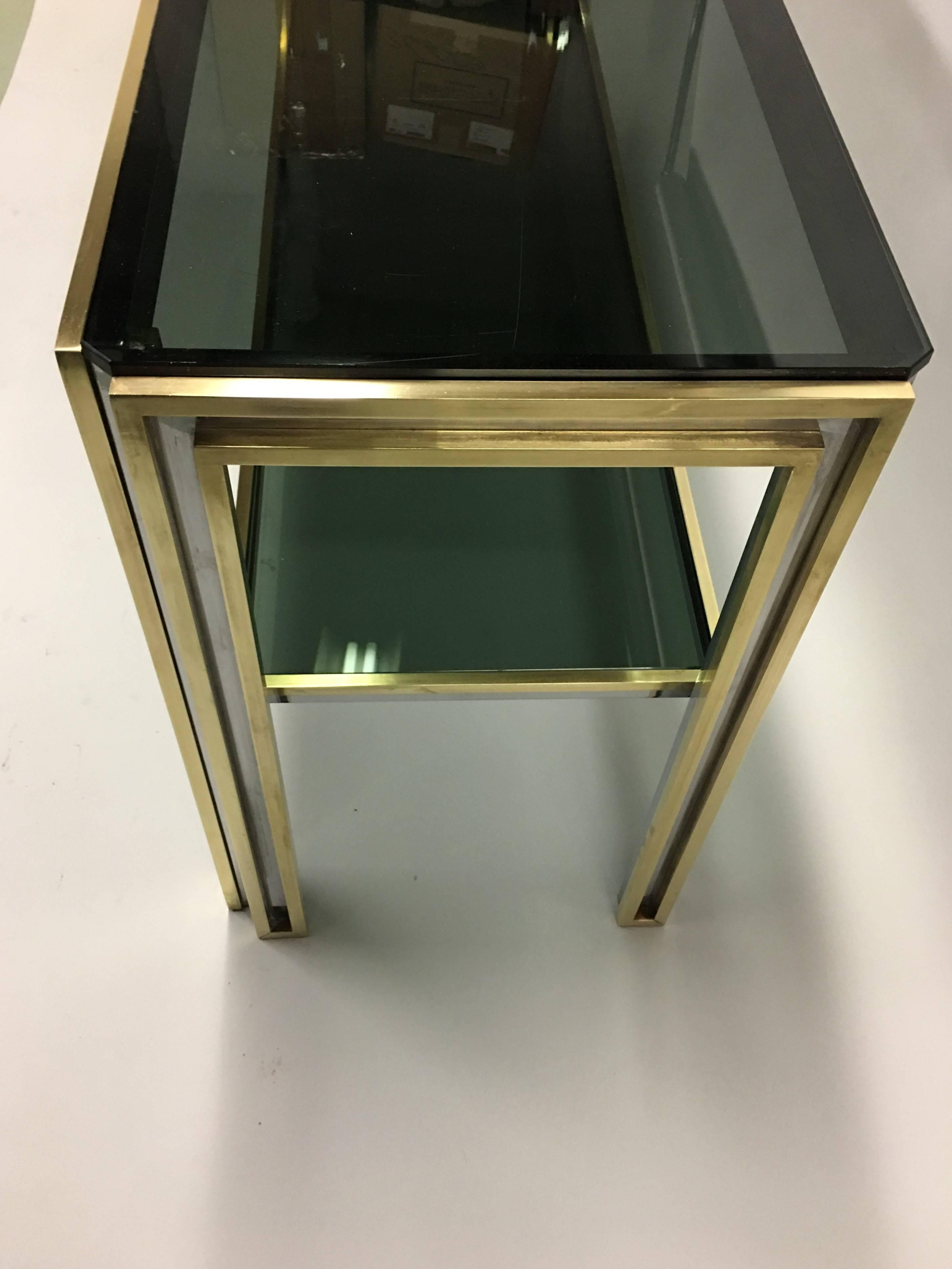 20th Century Italian Mid-Century Modern Brass and Chrome Console / Sofa Table by Willy Rizzo For Sale