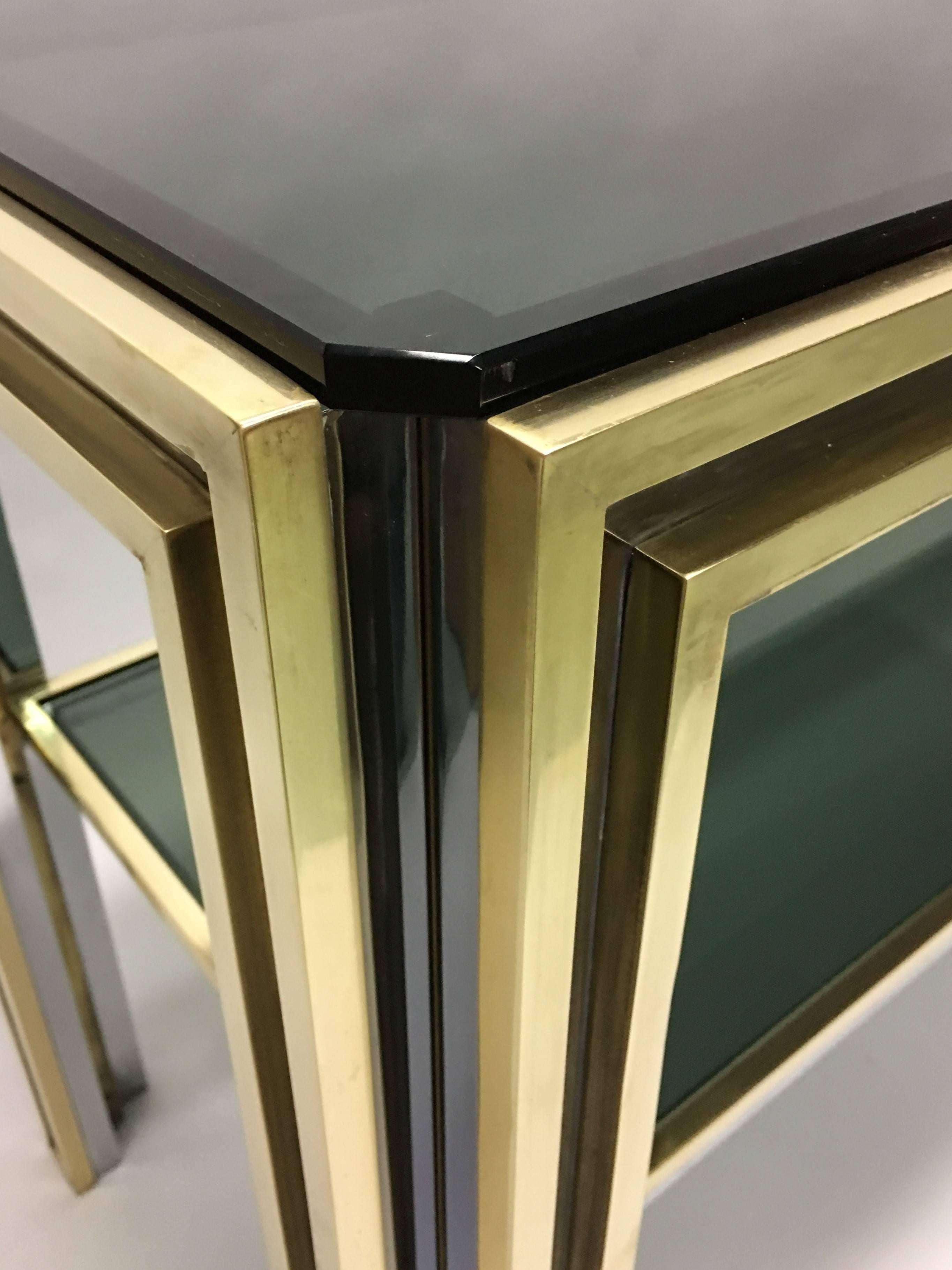 Italian Mid-Century Brass, Chrome & Glass Console / Sofa Table, Willy Rizzo In Good Condition For Sale In New York, NY