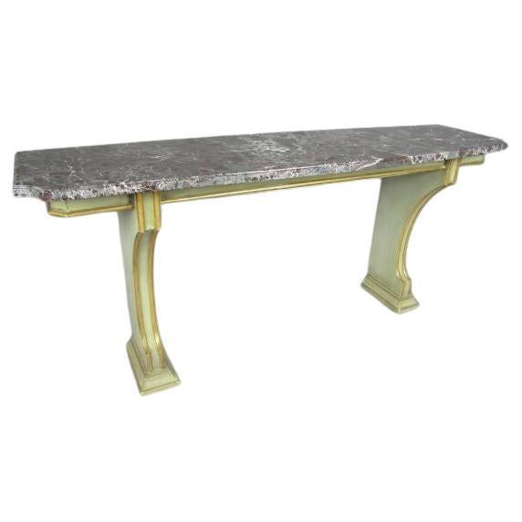 Large French Modern Neoclassical Painted Wood & Marble Console by Maison Jansen For Sale