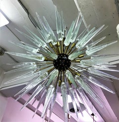 Large, Custom Italian Murano / Venetian Clear Glass Sputnik Spike Chandelier
