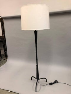 French Mid-Century Modern Hand-Stitched Leather Floor Lamp, Jacques Adnet