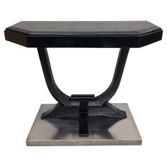 French Art Deco Ebonised Wood & Nickel Steel Console, Emile-Jacques Ruhlmann