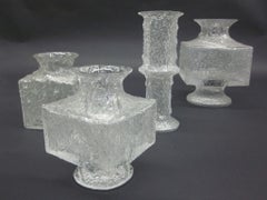 Five Scandinavian Midcentury Blown Ice Glass Vases by Timo Sarpaneva Iittala