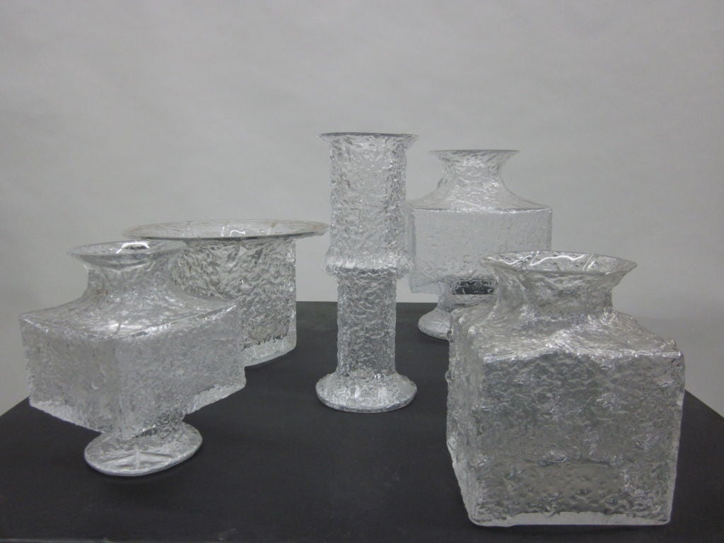 Fünf skandinavische Vasen aus mundgeblasenem Eisglas aus der Mitte des Jahrhunderts von Timo Sarpaneva Iittala im Zustand „Hervorragend“ im Angebot in New York, NY