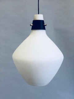 Pair of Italian Mid-Century Modern Glass Pendants / Lanterns attr. to Stilnovo