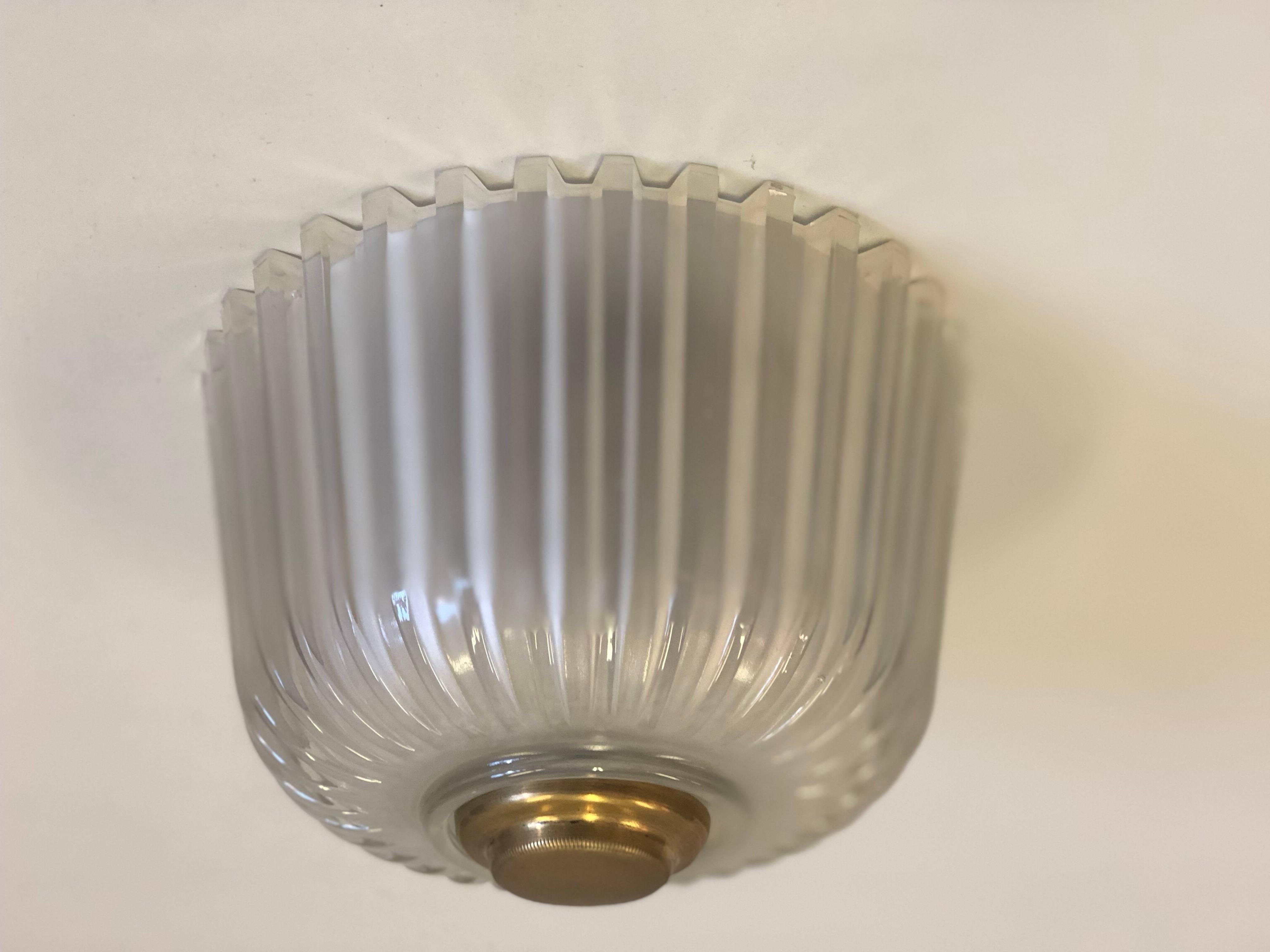 Pair of Italian Mid-Century Modern Blown Glass Flush Mount Fixtures by Seguso In Good Condition In New York, NY