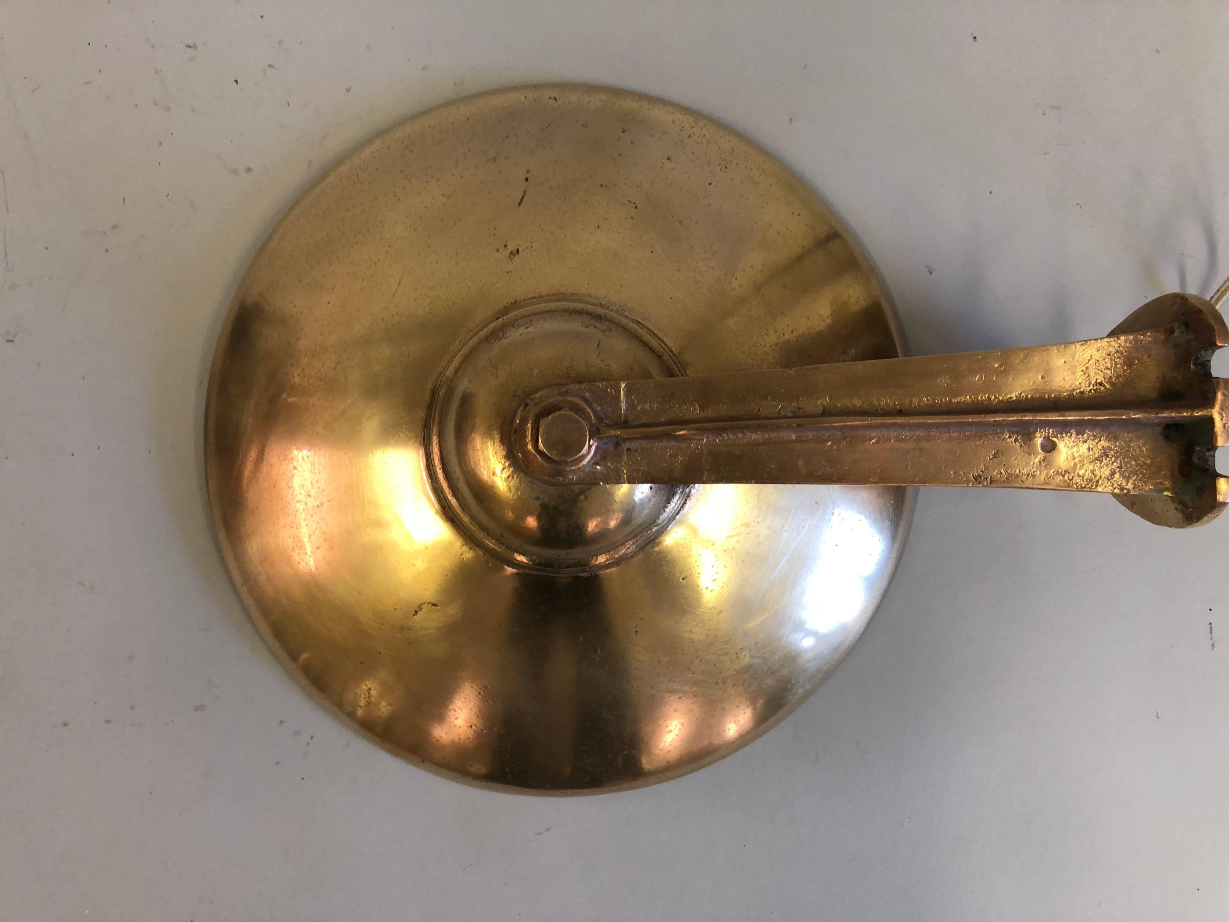 Three Large Italian Mid-Century Modern Solid Brass Wall Sconces In Good Condition For Sale In New York, NY