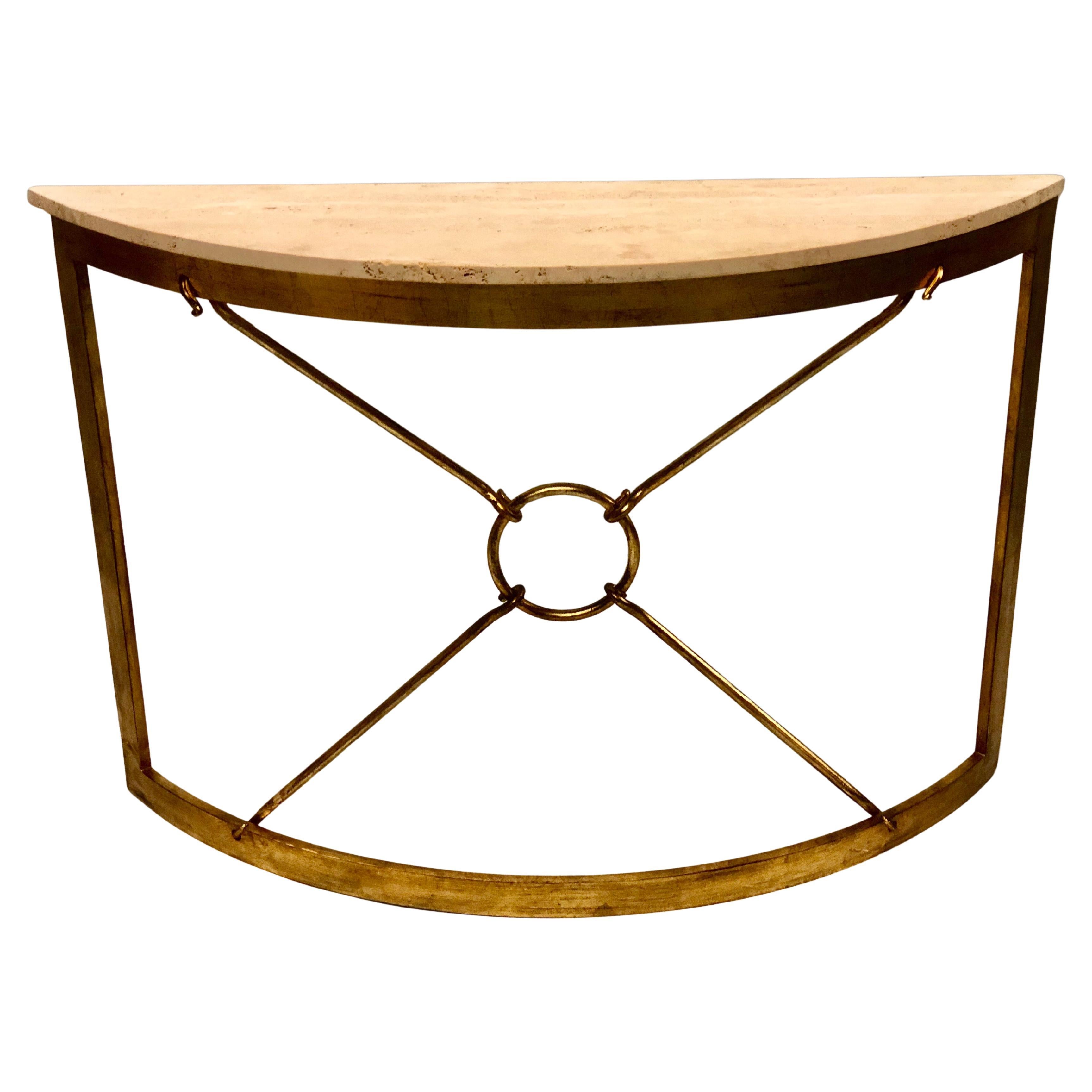 Console de demi-lune moderne et néoclassique en fer doré, sur mesure, design Banci pour Hermes