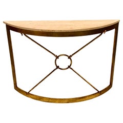 Console Demi-lune moderna e neoclassica in ferro dorato su misura, design Banci per Hermes