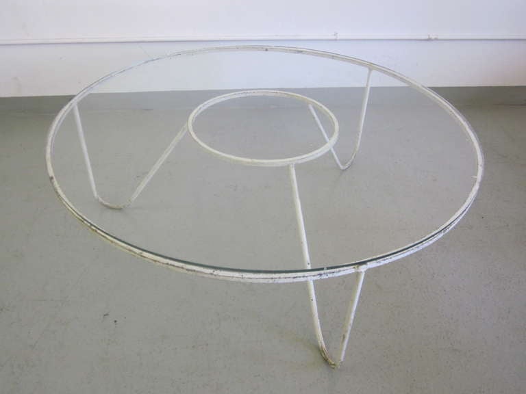 Mid-Century Modern Large French Minimalist Iron Coffee Table in the Style of Mathieu Mategot For Sale