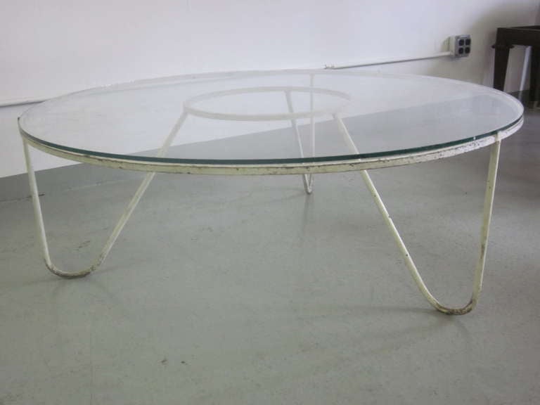 Enameled Large French Minimalist Iron Coffee Table in the Style of Mathieu Mategot For Sale