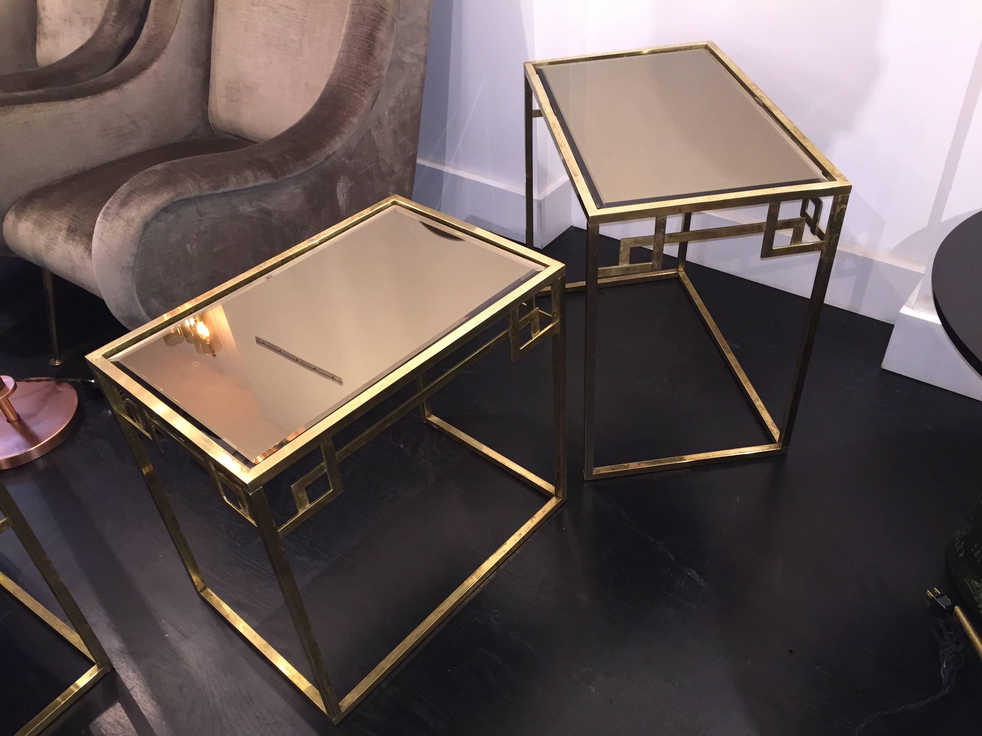 Mirror Italian Brass Nesting Tables