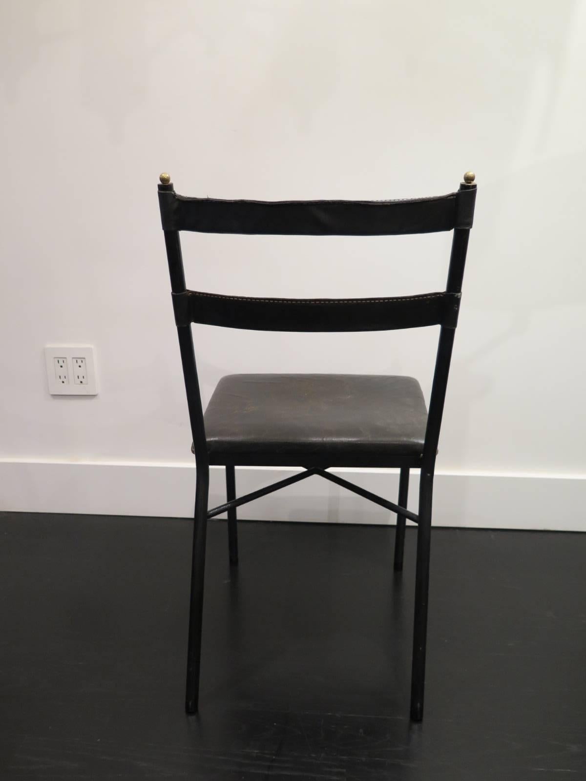Jacques Adnet Desk Chair In Distressed Condition In Newburgh, NY