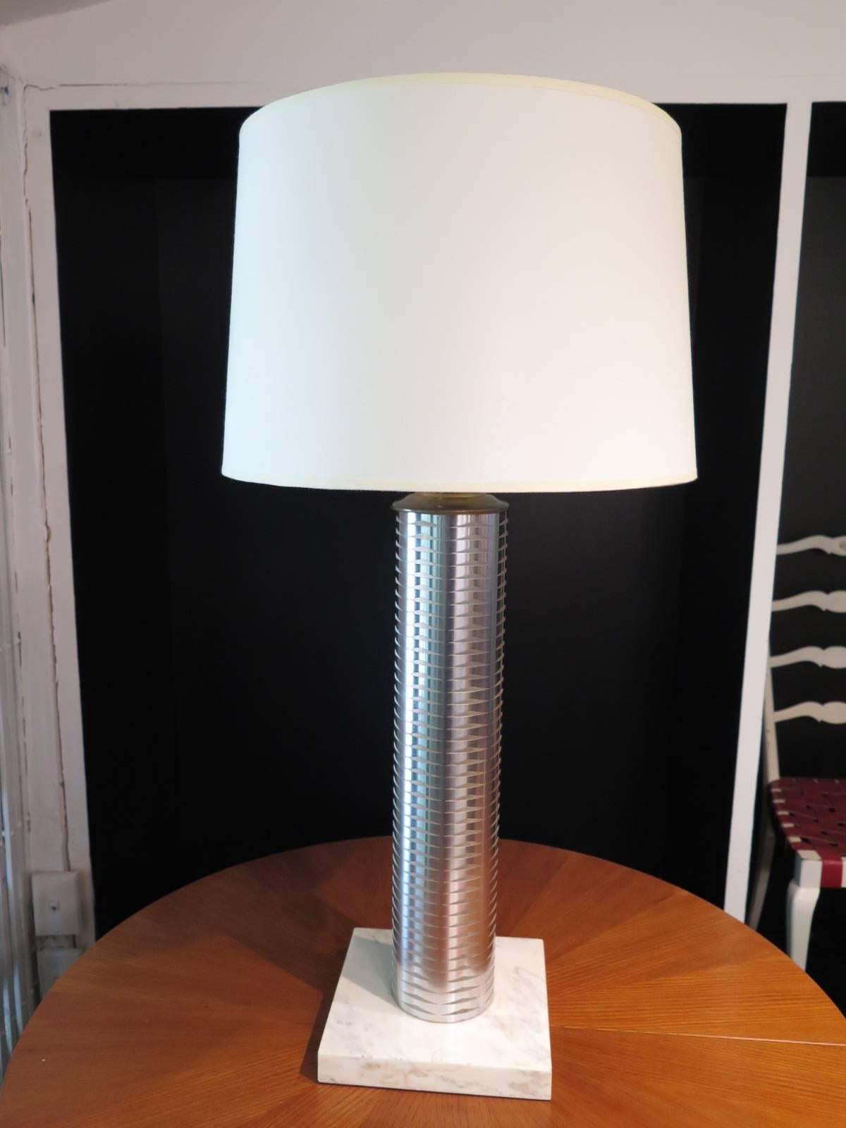 Italian Stainless Column Table Lamps
