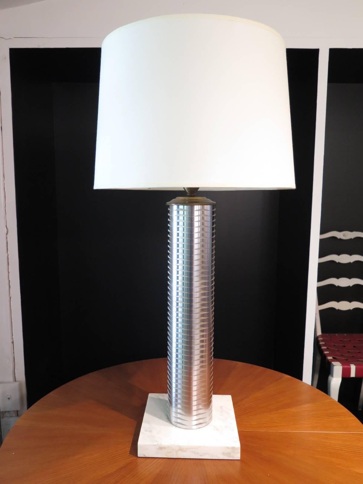 20th Century Stainless Column Table Lamps
