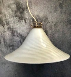 70's Murano Milk Glass Pendant Light