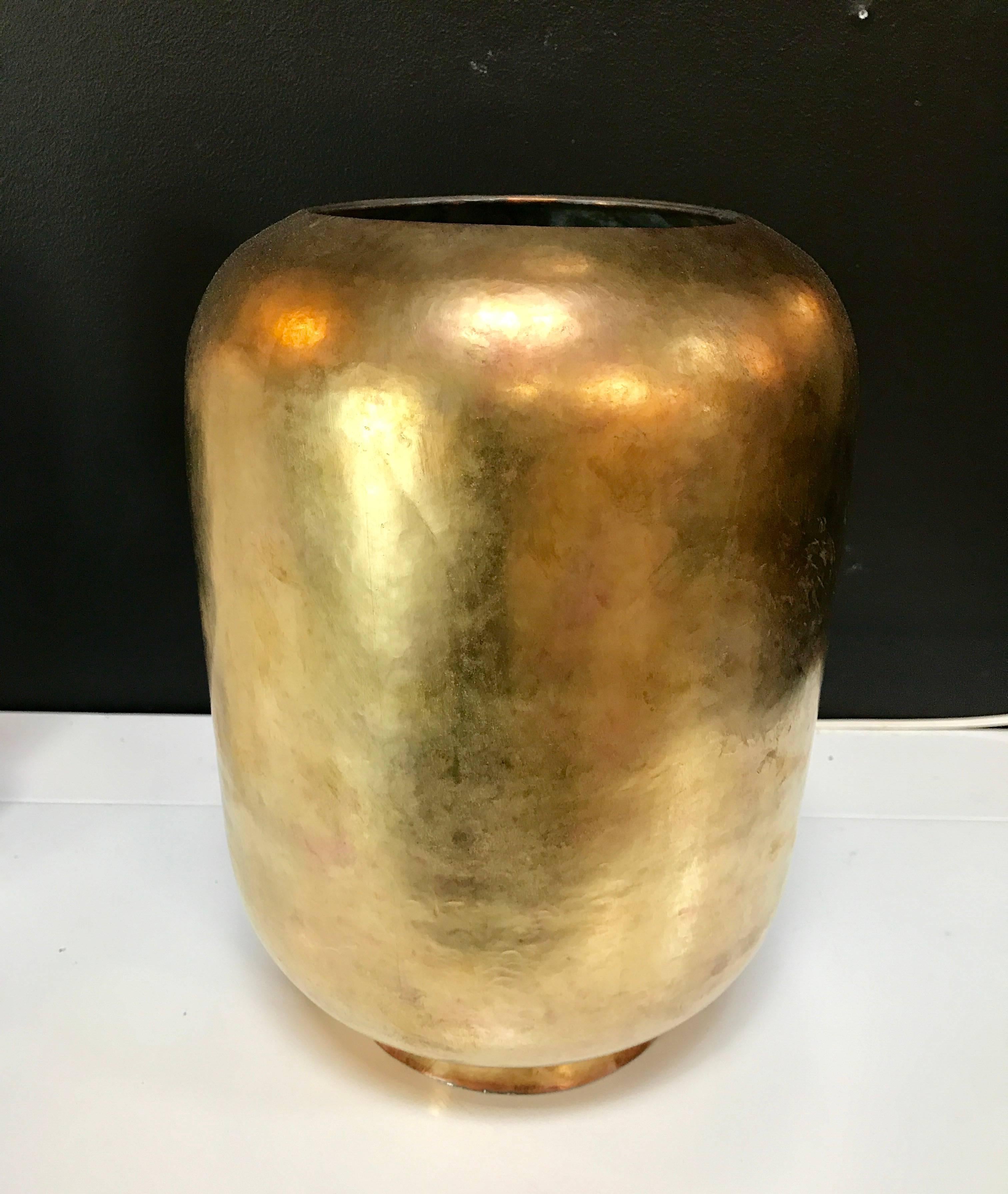 Patinated brass vase from the 1970s.