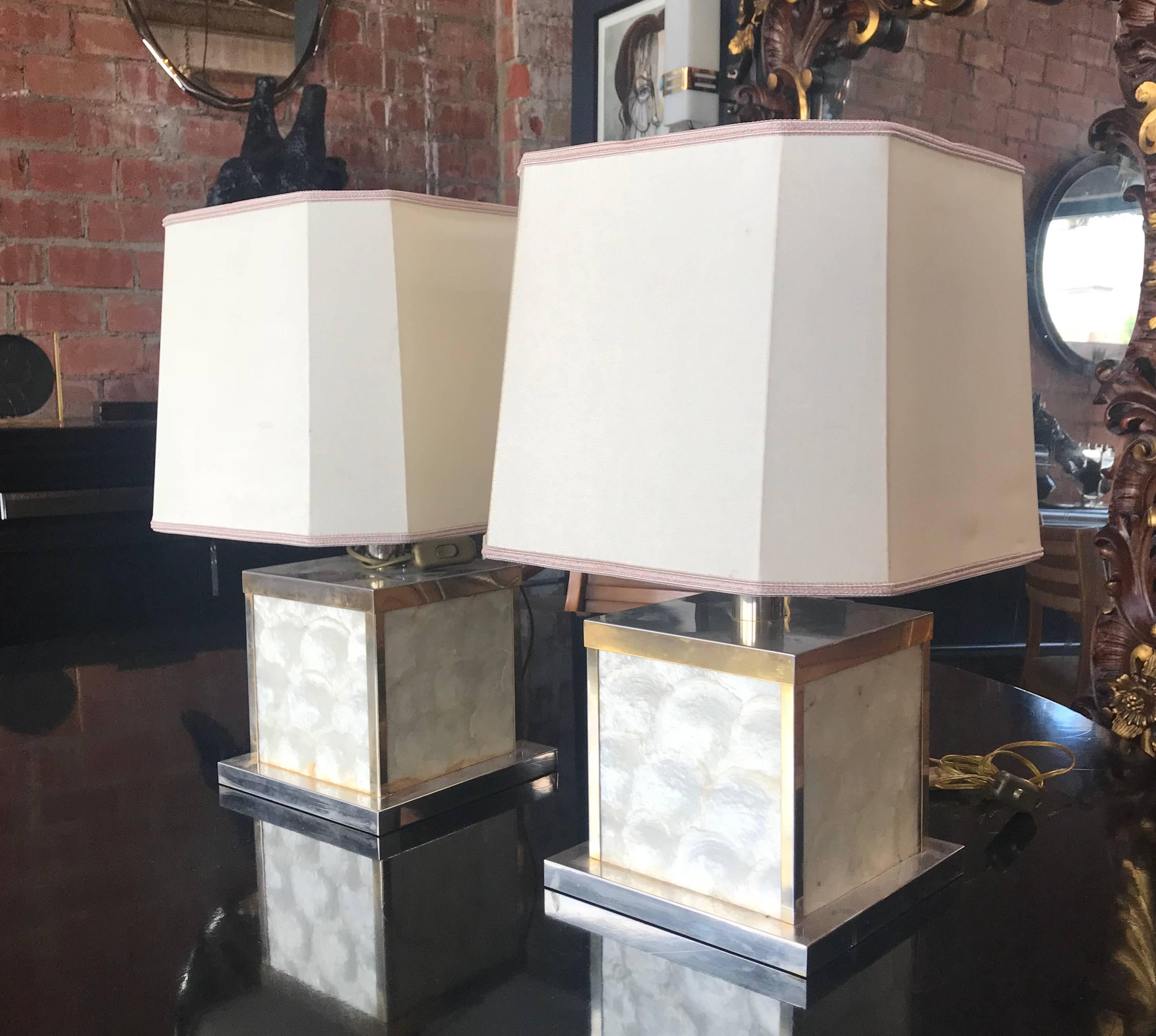 Italian Mother of Pearl Lamps, Italy, 1960 For Sale