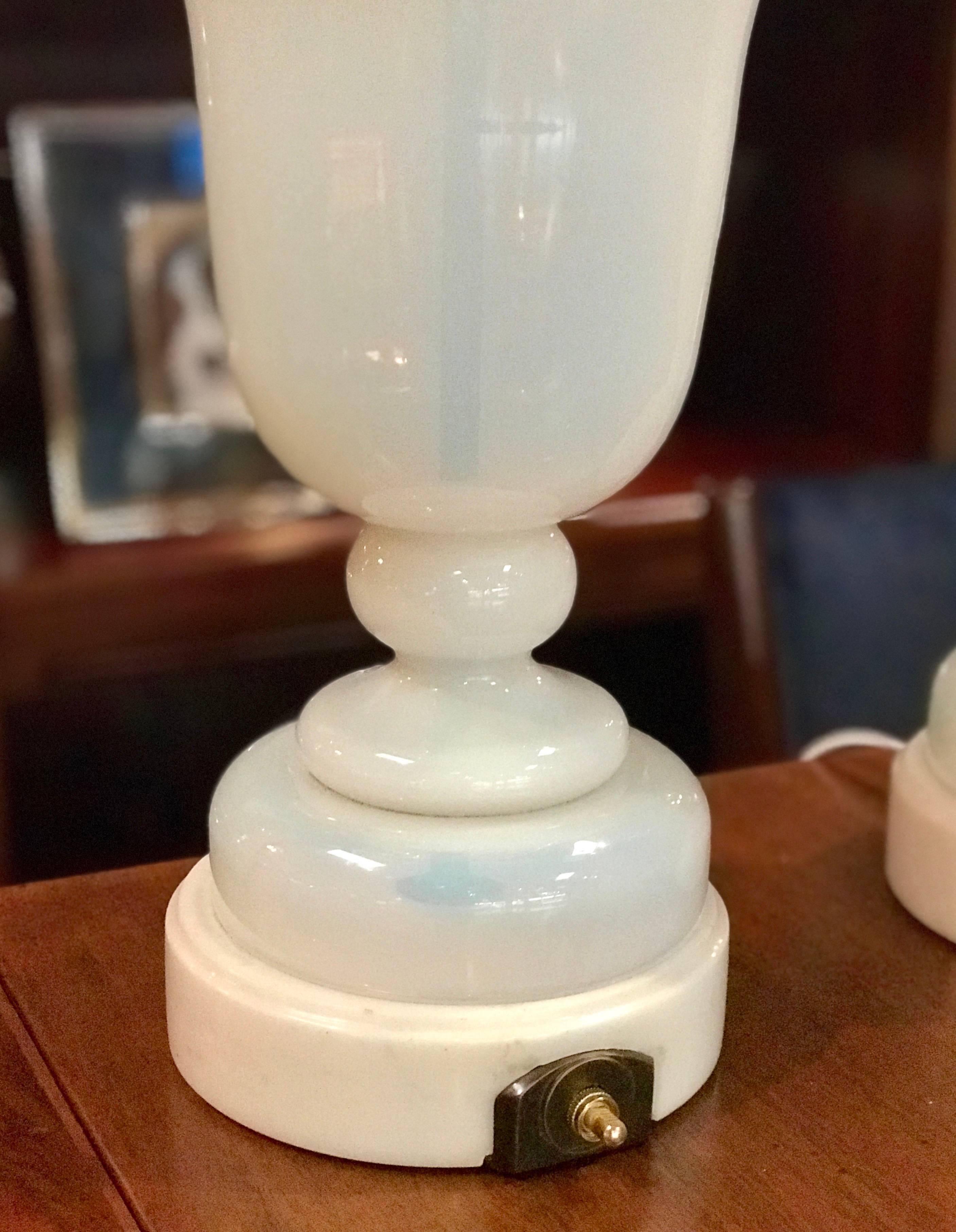 Italian Seguso Murano Glass Lamps, Pair, 1950s For Sale