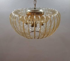 Murano Crystal Chandelier with 36 Curved Glass, Italy, 1960