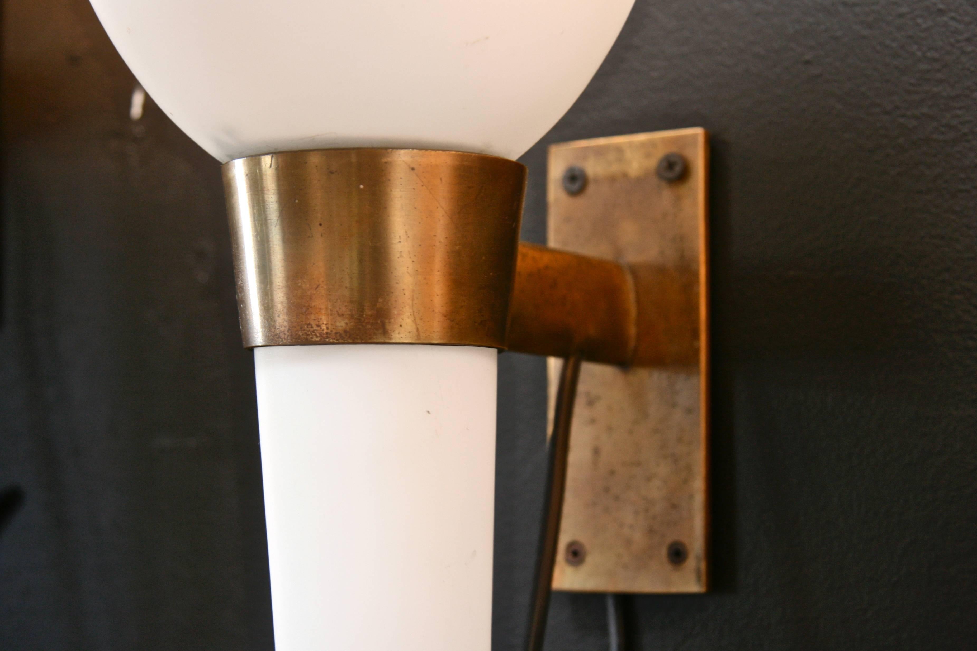 Pair of Stilnovo Sconces, 1950s, Italy In Good Condition In Los Angeles, CA