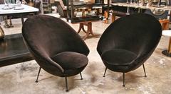 Pair of Egg Armchairs in the Style of Ico Parisi, 1960s