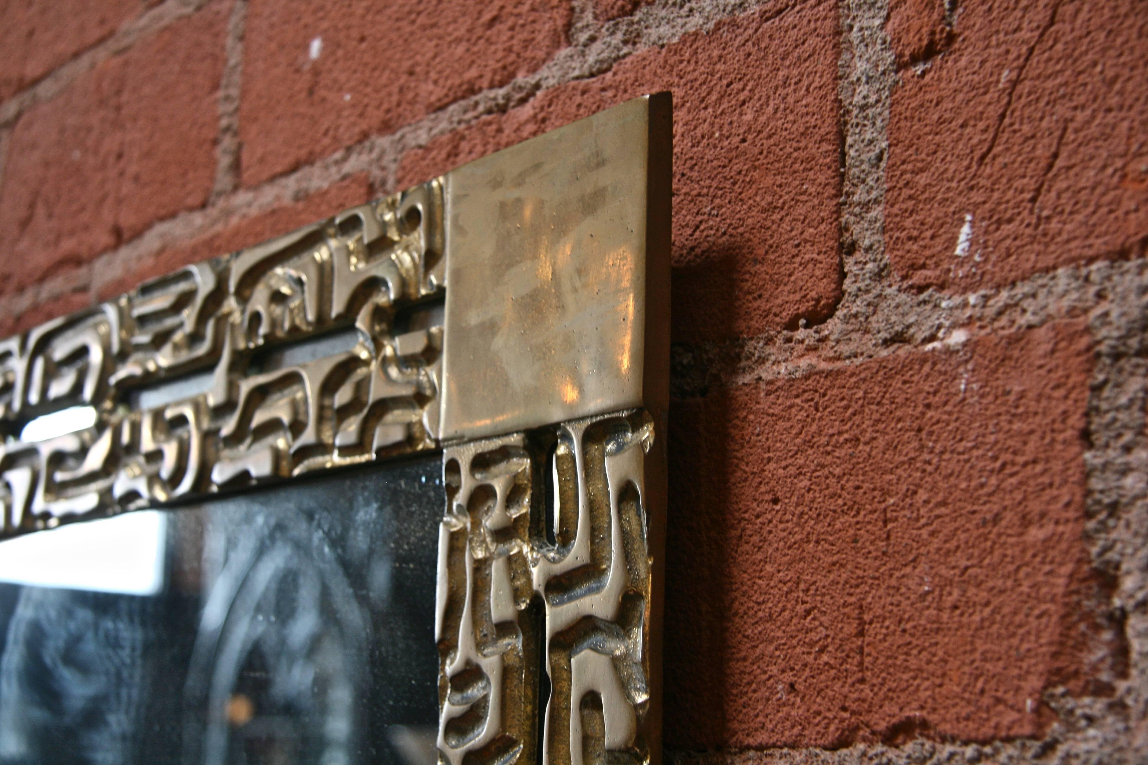 Italian Cast Bronze Mirror by Luciano Frigerio, 1966 In Excellent Condition In Los Angeles, CA